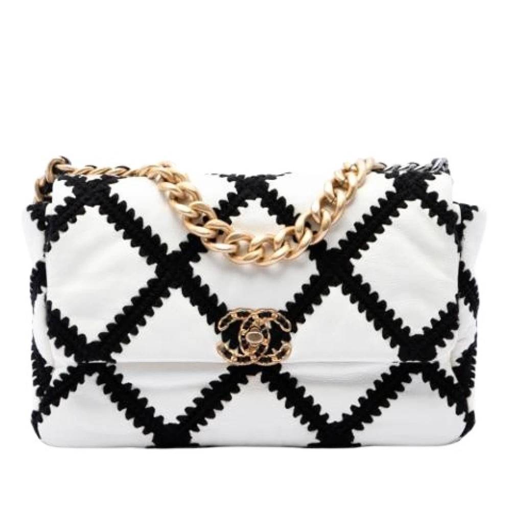Chanel Vintage Pre-owned 19 Flap Bag - Vintage - Dame - Hvid - ONE SIZE - Uld