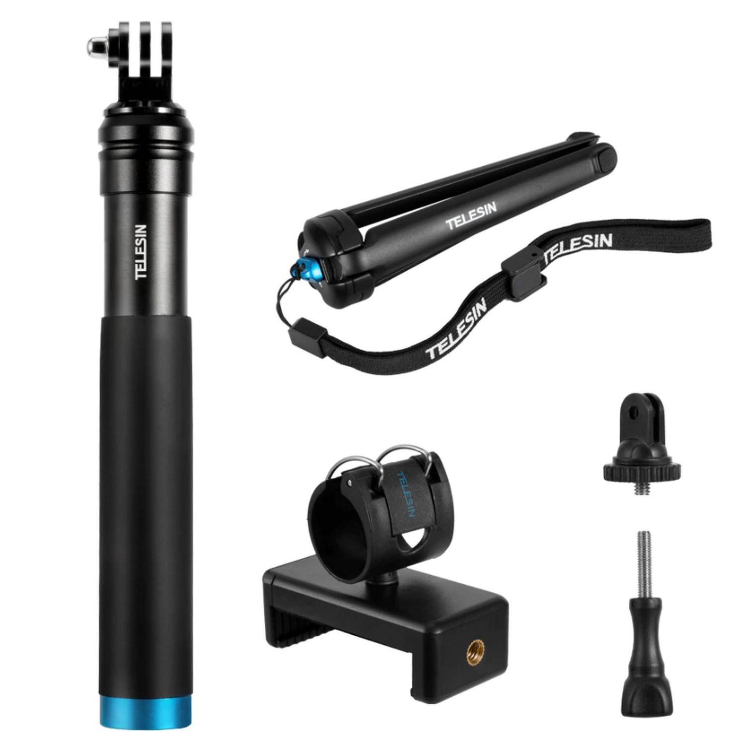 Telesin GP-MNP-090-S Selfie Stick/Stativ til Sportskameraer - Justerbar Længde 20-90cm