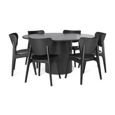 Kopparbo Matbord 150 cm med 6 st Jerup Matstol - Svart Matgrupper