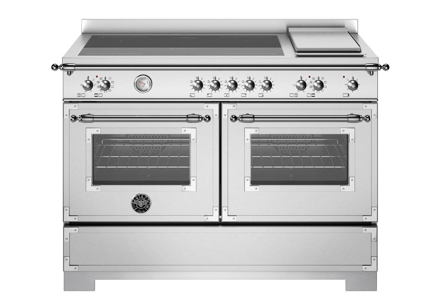 Bertazzoni, Heritage-serien, Induktionskomfur, 120 cm, 5 zoner + elektrisk stegeplade, 2 ovne. Rustfrit stål.