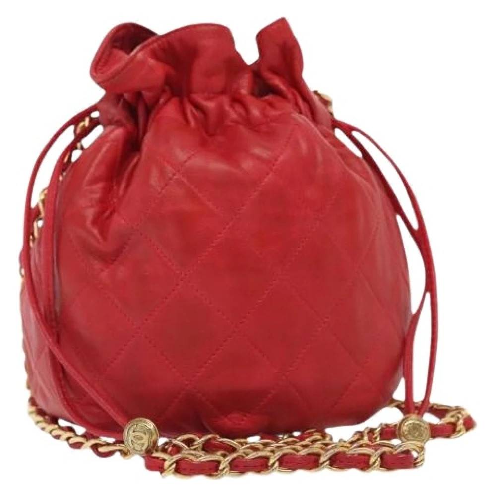Chanel Vintage Pre-owned Bucket Bag - Vintage - Dame - Rød - ONE SIZE - Læder