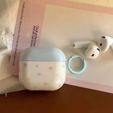 Färgglada Star Skyddsfodral Kompatibel med Apple, Passar 3/4, Pro 1/2, Ipod-hörlurar, Kompatibel med trådlöst Bluetooth-headset - Blått och Vitt (AirPods1/2,AirPods Pro,AirPods 3,AirPods Pro (2nd generation),AirPods 4)
