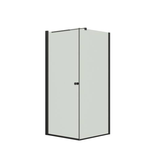 Dansani Match hörndusch, modell A+D, 97x97 cm, klart glas, svart profil