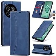 Jasonyu Skal för OnePlus 12 5G,Läder Vikbart Skyddande Fodral [Hölster, Magnetisk, kortfack, stativfunktion] Wallet Leather Case Cover för OnePlus 12 (Blå)