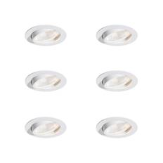 Sæt med 6 indbygningsspots hvid 9,5 cm inkl. LED 1300 lm dæmpbar IP65 - Gaius