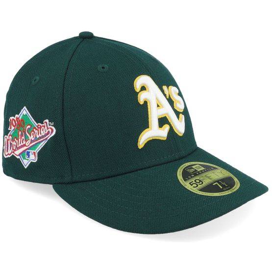 New Era - MLB Grön fitted Keps - Oakland Athletics Low Profile Treasure 59FIFTY 1989 World Series Dark Green/Pink Fitted @ Hatstore