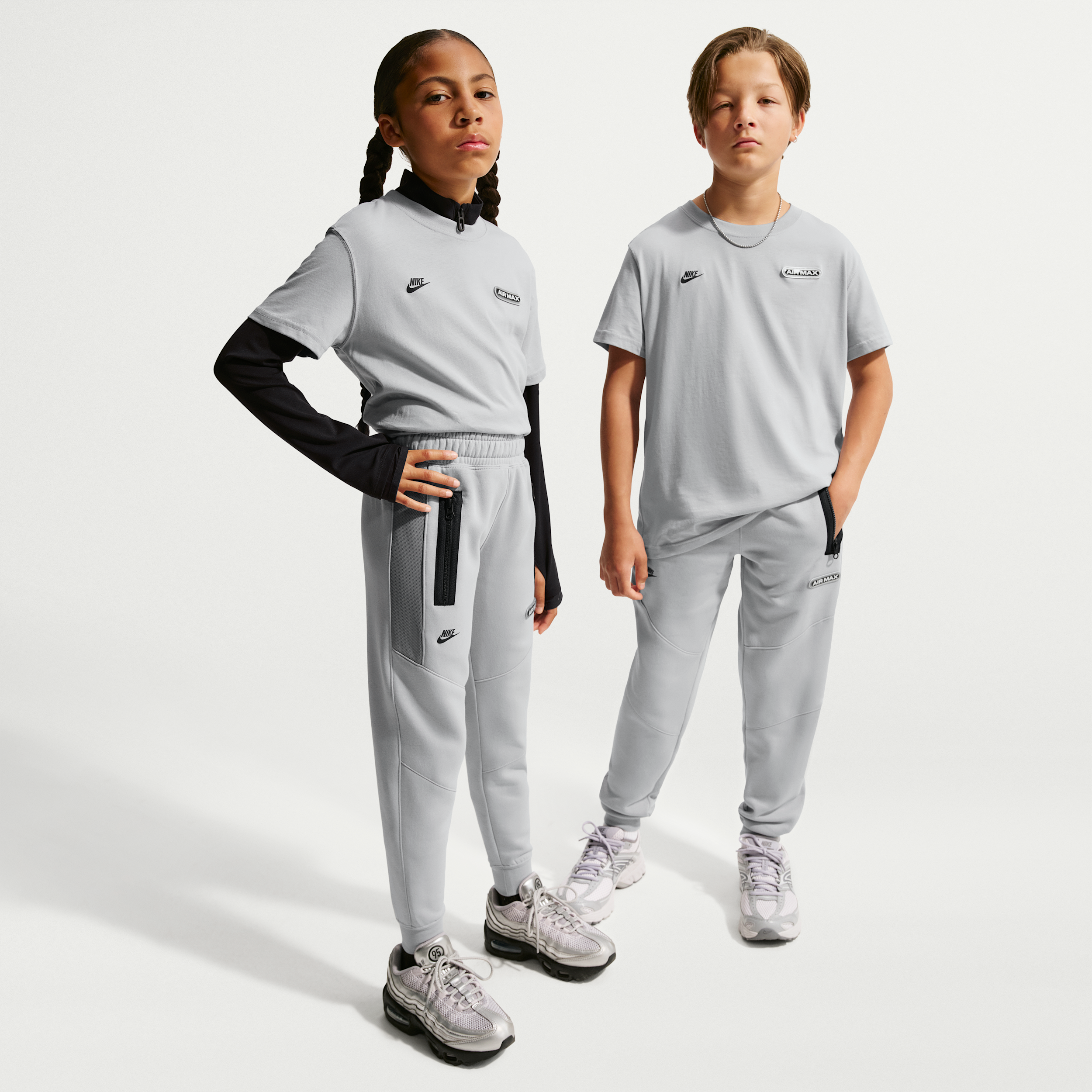 Nike Air Max-joggers i fleece til større børn - grå