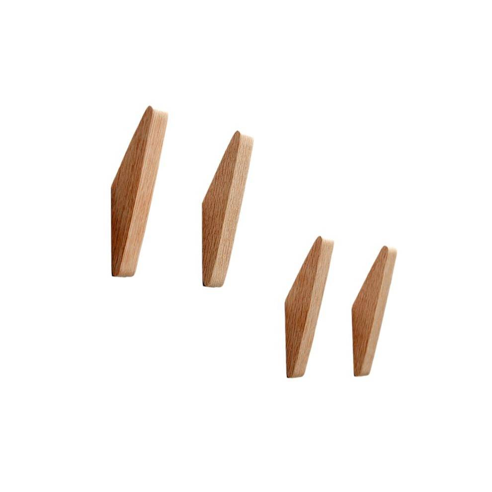 4pcs Wood Wall Hooks Decorative Key Hook Clothes Hat Scarf Handbag Hanger Hook Kitchen Bathroom Decor Hook