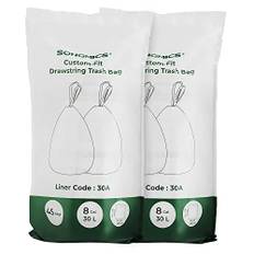 Songmics DrawString Bin Bags, Bin Liners til 30L Rubbish Bins, Code 30A, Custom Fit, 2 Rolls, 90 stykker, White KRB30A02