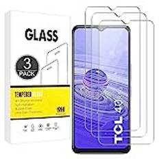 E-Hamii [3-pack] 9H härdat okrossbart glas kompatibelt med TCL 40R 5G/TCL 408/TCL 405, [HD kristallklar] 0,33 mm skärmskydd för TCL 40R 5G/TCL 408/TCL 405