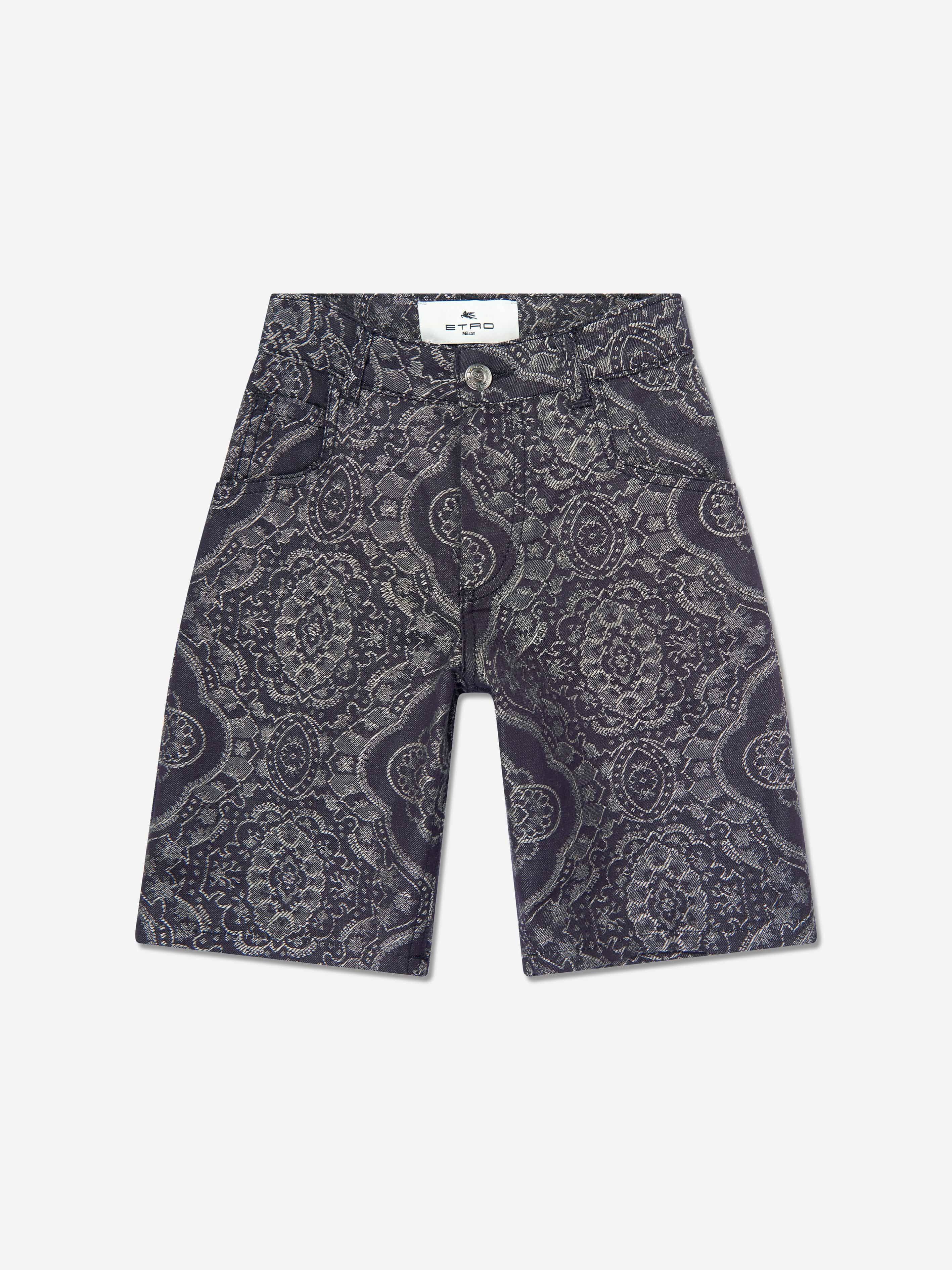Etro Boys Jacquard Shorts in Navy - Navy / 6 Yrs (6 Yrs)
