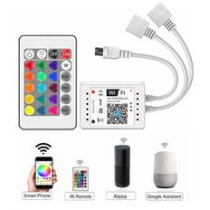 LED WIFI controller til RGB strips - Wifi controller med fjernbetjening + 2 udgange