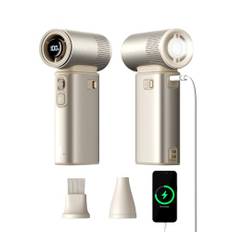 JISULIFE Bärbar handfläkt 5 i 1, 100 hastigheter, max 25 timmars batteritid, 18 W uppladdningsbar powerbank med ficklampa, metallhölje, resepresent för män och kvinnor
