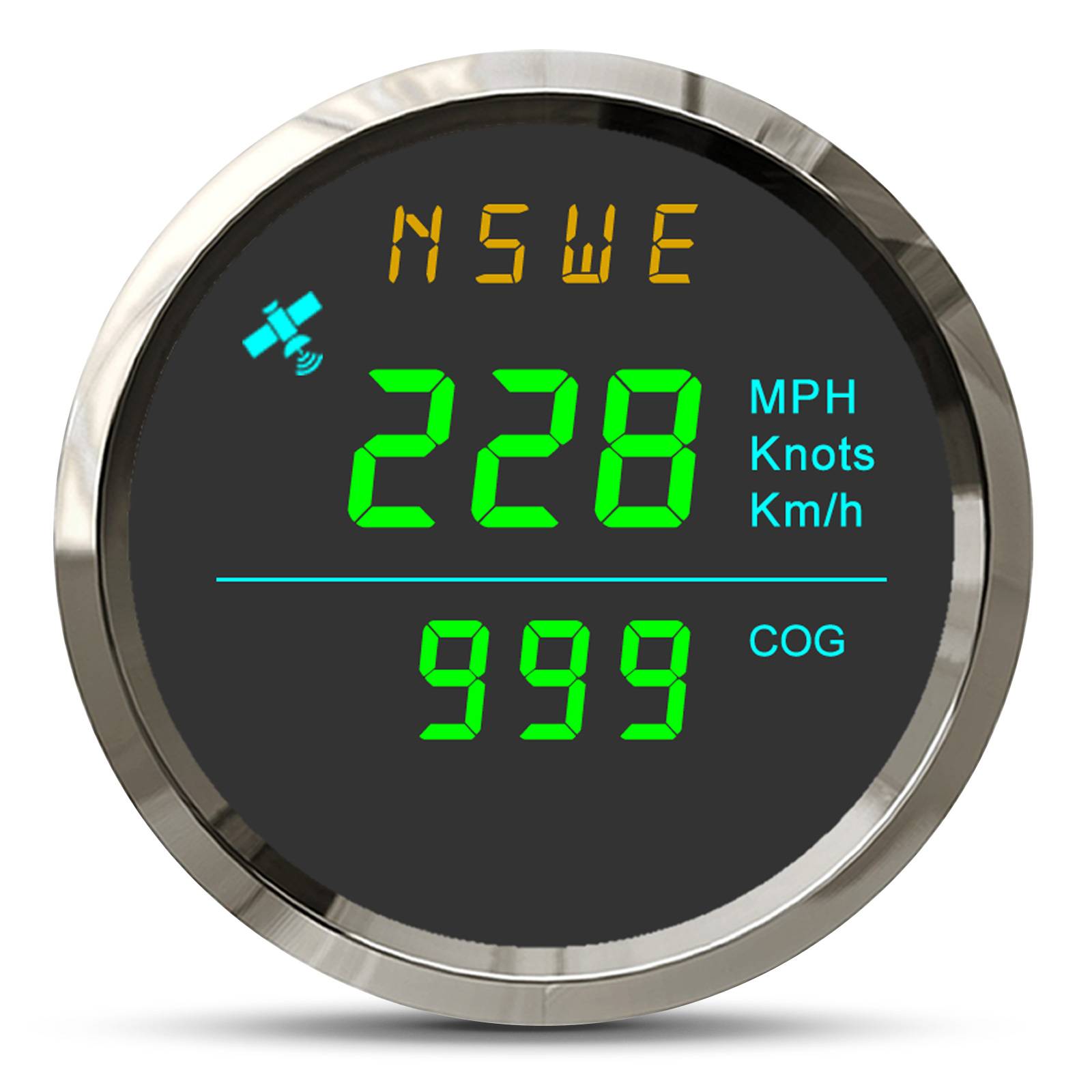 Waterproof 52MM Digital GPS Speedometer With GPS Antenna KMH MPH Knots COG GPS For Marine Car Motorcycle Green Red White LED