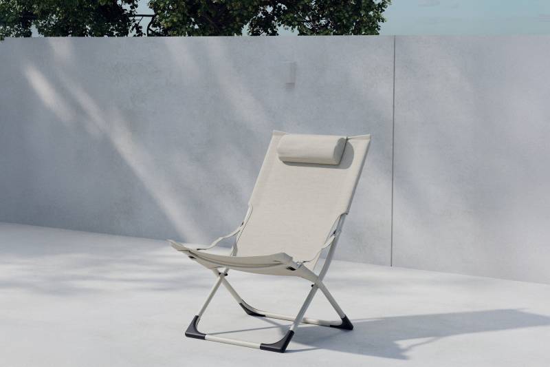 Seville foldbar solstol med pude beige