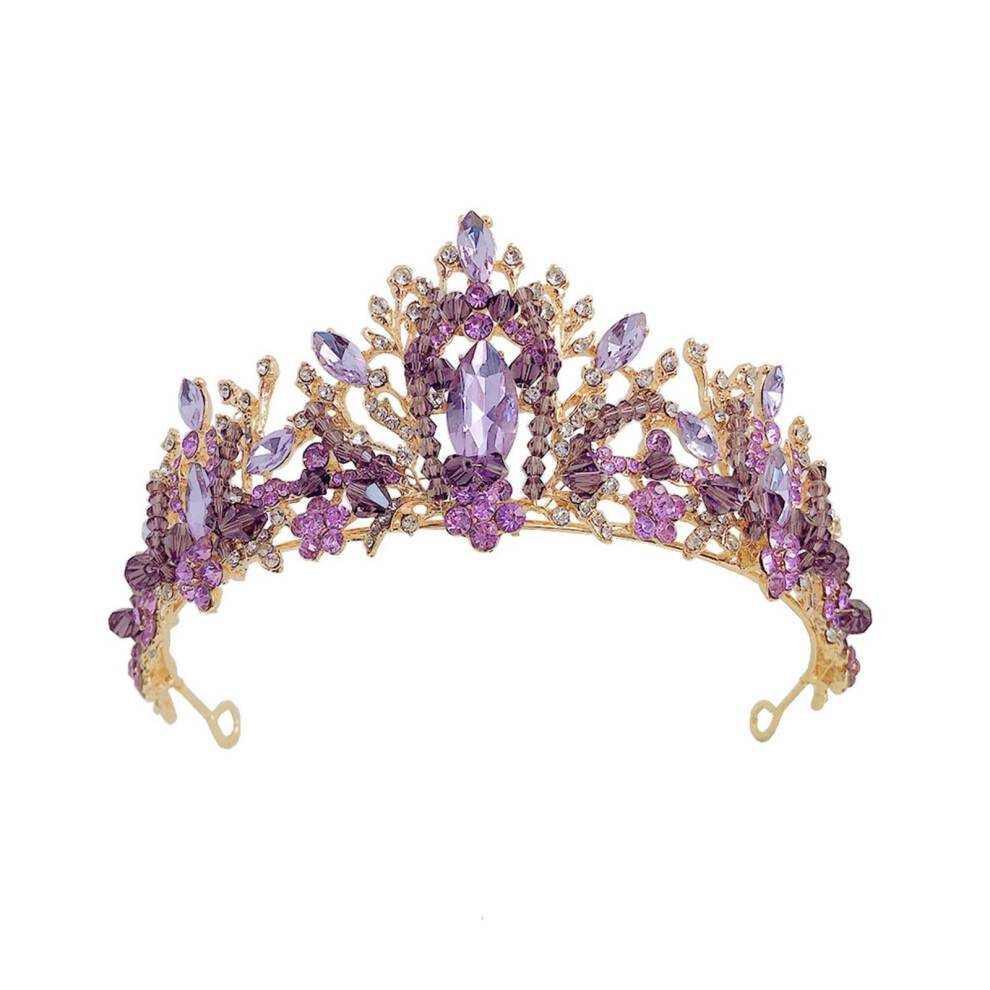 Lilla krystal prinsessekrone tiara til piger