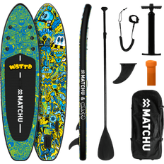 Matchu Sports Uppblåsbar Sup Bräda Wotto 320x81x15cm - Upp Till 150kg - Stand Up Paddle Board SUP Green - One Size