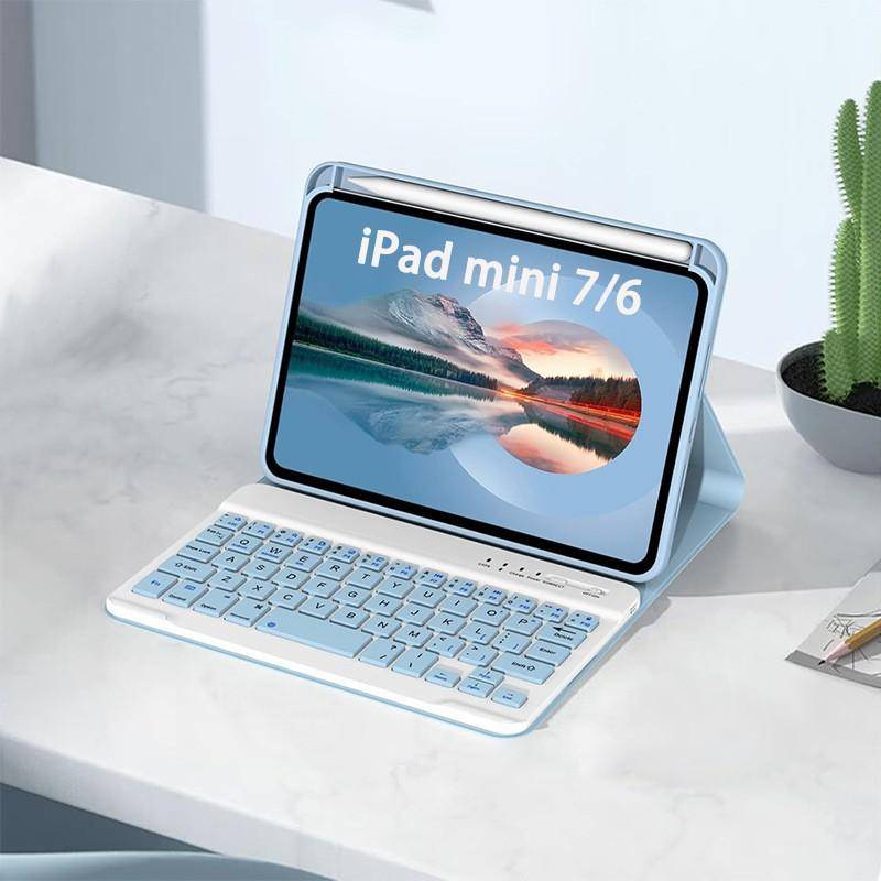 IPad Mini 7 Case With Detachable Wireless Bluetooth Keyboard Pen Slot Magnetic Sleep/Wake TPU Protective Cover Business
