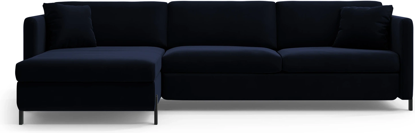 Sovesofa Micadoni Gloria venstrevendt chaiselong kongeblå velour 160x205 cm med opbevaring