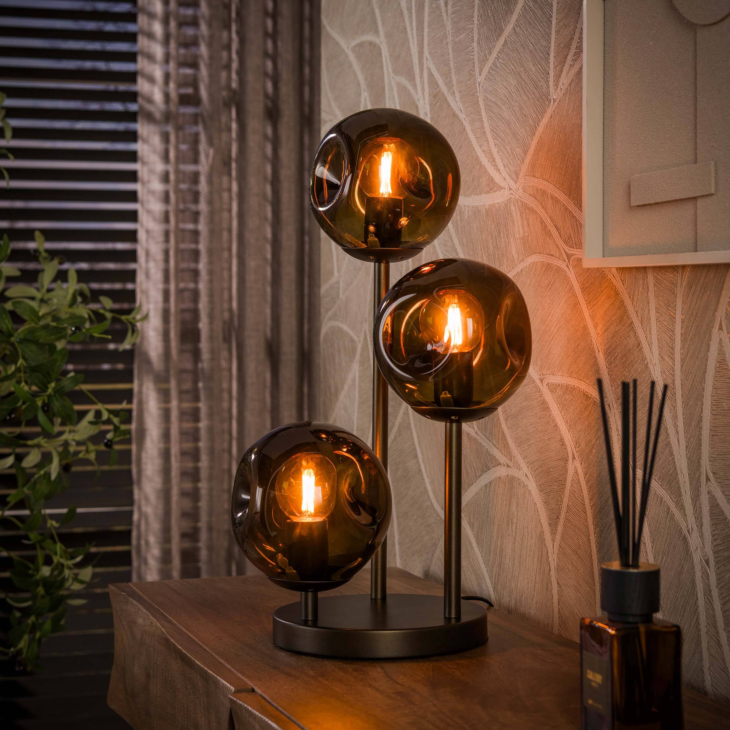 Triblet - Bordlampe med 3 glasskærme og bronzefarvet metal Levering med pære(r)