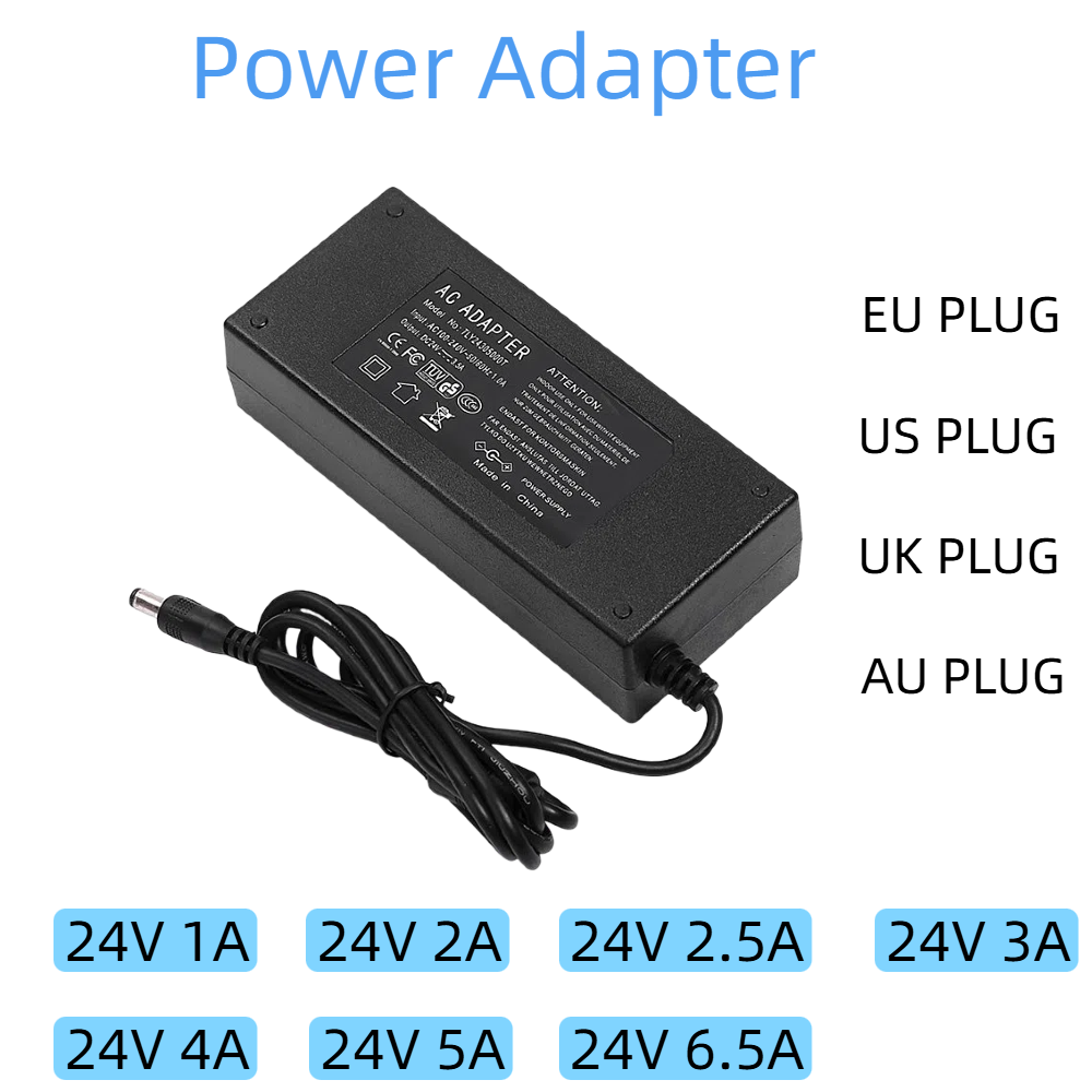 48W 60W 72W 96W 120W Power Adapter Supply AC 110V/220V To DC 24V Lighting Transformer 1A 2A 2.5A 3A 4A 5A 6.5A LED Strip Adapter