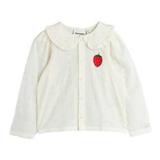 Mini Rodini Skjorta - Strawberry Schiffli - Vit - Mini Rodini - 6-7 år (116-122) - Skjorta
