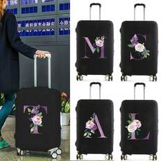 Lila brev Bagage Resväska Skyddsskydd Elastisk resväska Dammtät Reptålig Bagageskydd Inledande bokstäver A till Ö Gäller på 29''-32'' Resväska Tillbeh - Svart (S (18-21 tum),M (22-25 tum),L(26-28 tum),XL (29-32 tum))