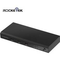 Rocketek 2 port kvm switch 3 usb 2.0 hdmi 4k 30hz splitter skrivare mus tangentbord dela switcher box dator controller adapter