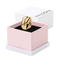 Pandora Essence Organisch Geformte Stacking-Ringe aus Sterling Silber mit vergoldeter Metalllegierung, Größe: 54, 163264C00-54