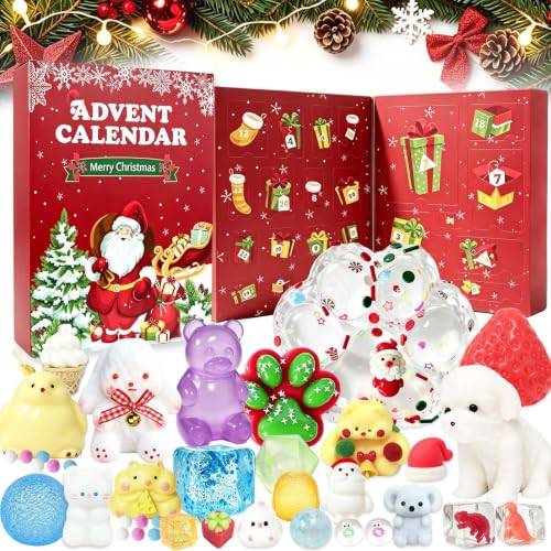 Squishy Adventskalender 2026 jul, 24 dagars överraskning, squishy nedräkning kalender, kreativ present julfester för vuxna, slow rising squishies födelsedagspresenter