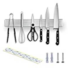 Omeco Magnetlist kniv 50 cm knivhållare rostfritt stål magnetisk skena magnetisk magnetisk magnetisk hållare magnetlist knivhållare för kök universell magnetisk remsa väggmontering (50 cm)