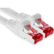 Nätverkskabel Cat 6 (5m - vit - 1 st.) Ethernet-kabel Cat-kabel Lan-kabel Cat6 (SFTP PIMF) dubbelskärmad Patchkabeluppsättning 1000 Mbit/s Internet DSL-anslutning Router Dator