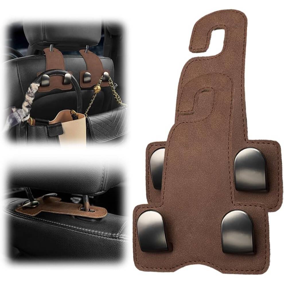 (Brown-2 Pack, -) 2 Pakke Bil Bagsæde Nakkestøttekroge, 360 Rotation Pungekrog til Håndtaske Frakke, Tung Last.