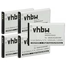 vhbw 5 x batteri kompatibelt med Siemens Gigaset SL910A, SL910H, SL910 trådlös fast telefon (1050mAh, 3,7V, Li-Ion)