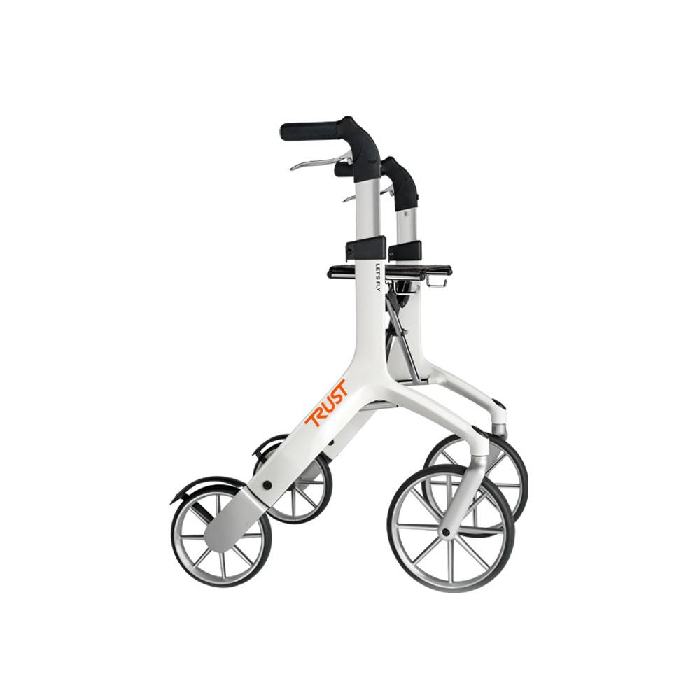 Let’s Fly Rollator fra TrustCare – Inkl. Taske &amp; Rygstøtte - Grå.