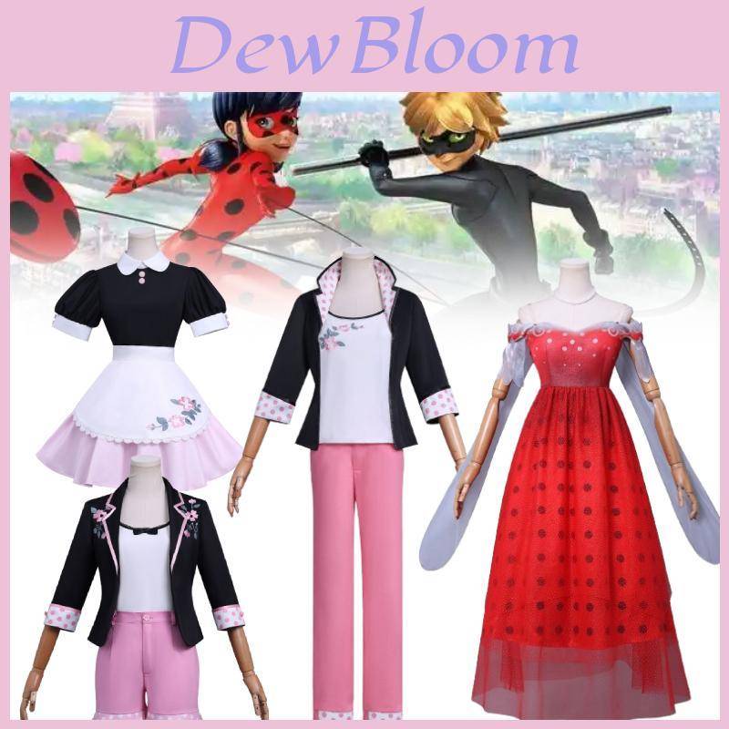 Miraculous Ladybug Cosplay-dräkt För Flickor Med Satin Och Bomullstyg För Anime-konvent cm pink
