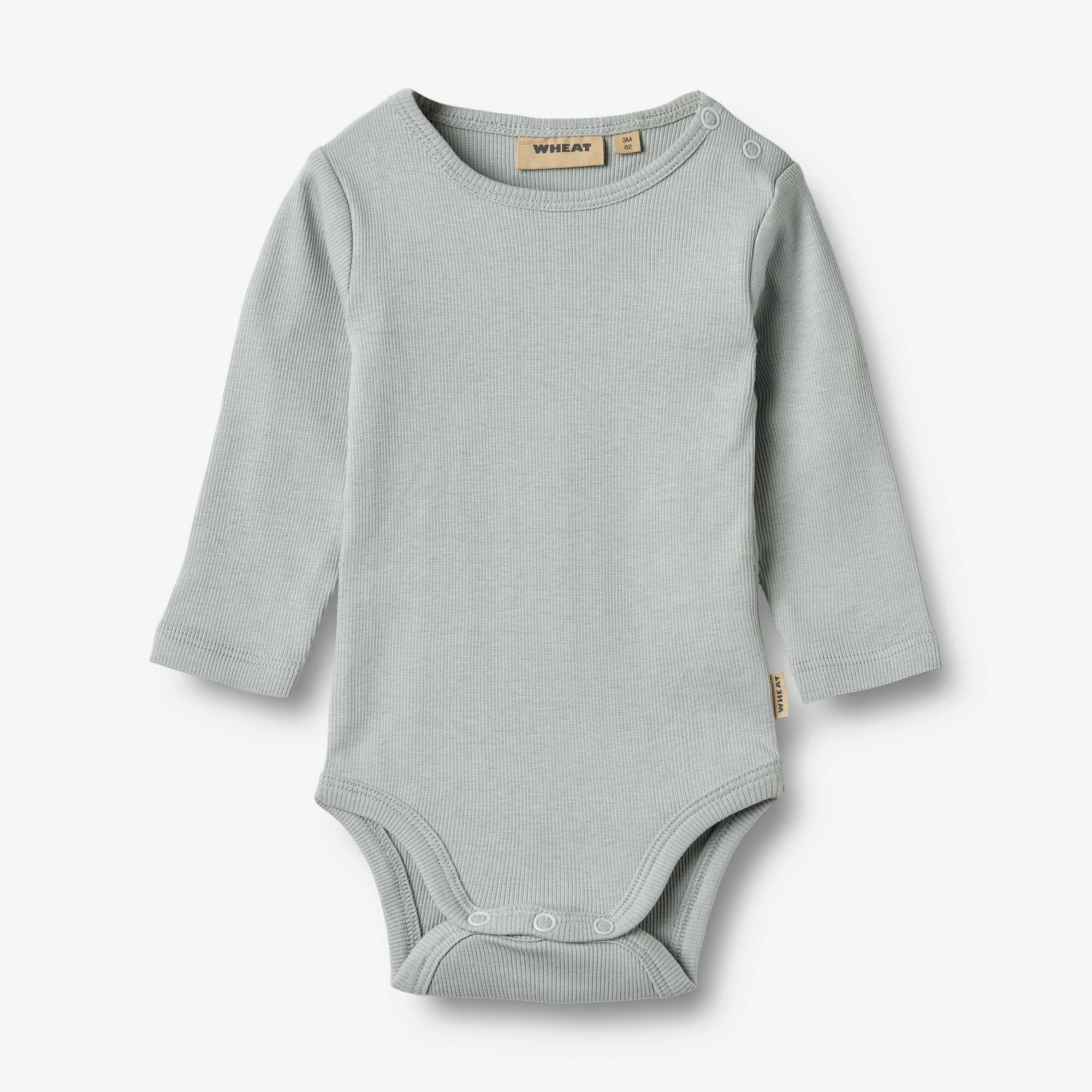 WHEAT® - Langærmet Rib Body Spencer - soft rain - Str 86.