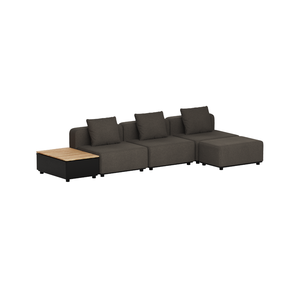 SACKit Cobana Lounge Sofa - 3 seater w/ Patio Storage Table - Kirra Noir