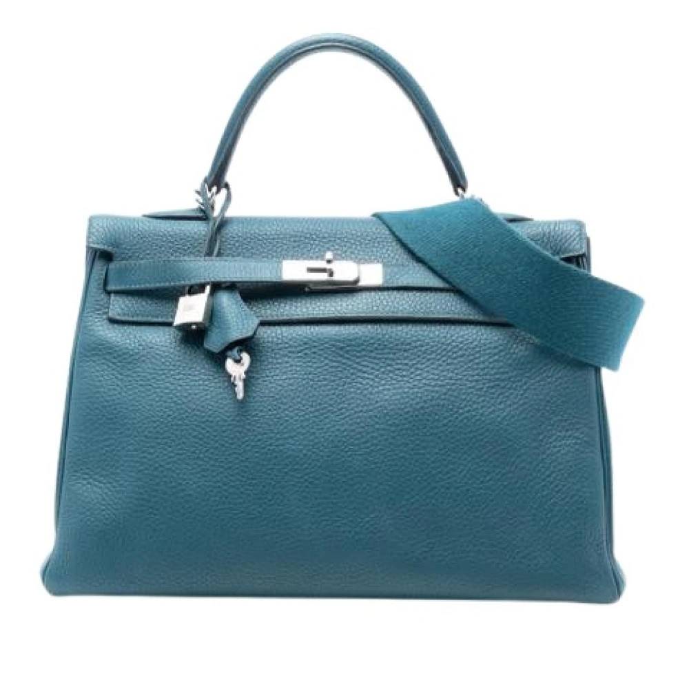 Hermès Vintage Pre-owned Kelly 35 Håndtaske - Vintage - Dame - Blå - ONE SIZE - Uld