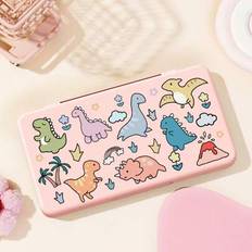 Dinosaurietema 24 spelkortsfodral, kompatibel med 2/Switch OLED/Switch NS/Switch Lite-konsoler, passar även flera SD-kort, stötsäker och bärbar, bästa - Multifärgad (24-bitars kortlåda-rosa,24-bitars kort box-svart,24-bitars kort box-röd)