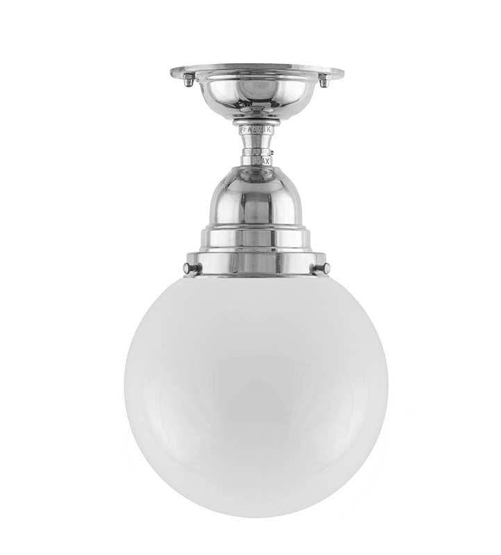 Loftslampe - Byström 80 nikkel, kuppelskærm