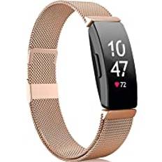 Faliogo Kompatibel med Fitbit Inspire-armband/Fitbit Inspire 2 armband/Fitbit Inspire HR-armband, metallarmband i rostfritt stål kompatibelt med Fitbit Ace 2, för dam smal, royalgold