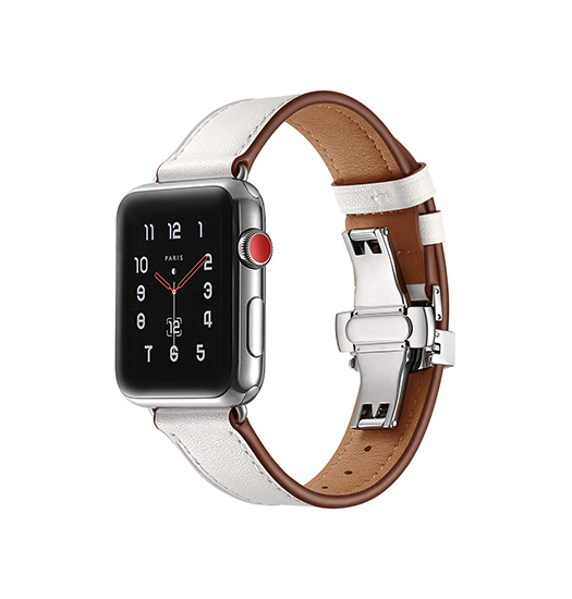 Apple Watch (38/40/SE/41/42mm) - BOX-W Kalveskinds Læder Rem - Hvid
