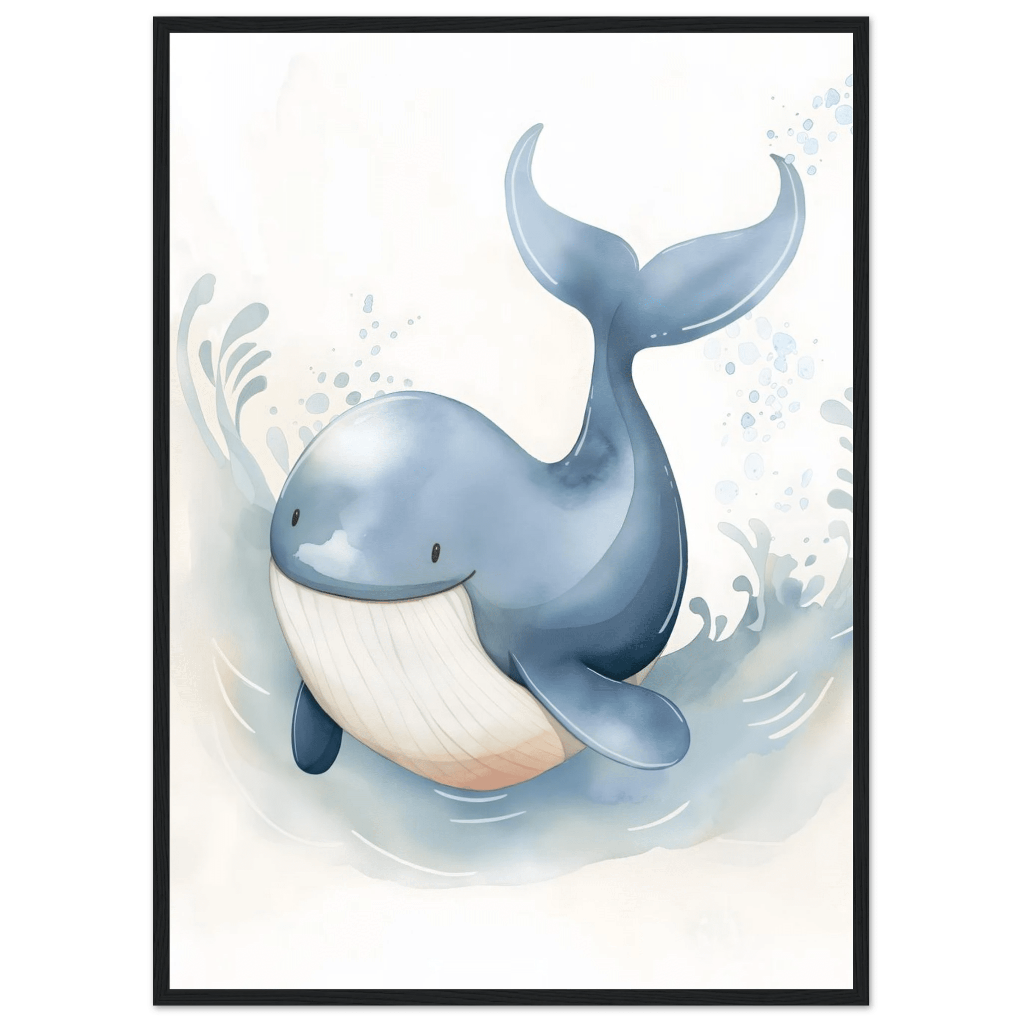 Söt val poster-50x70 cm / 20x28″ / Med ram / Svart