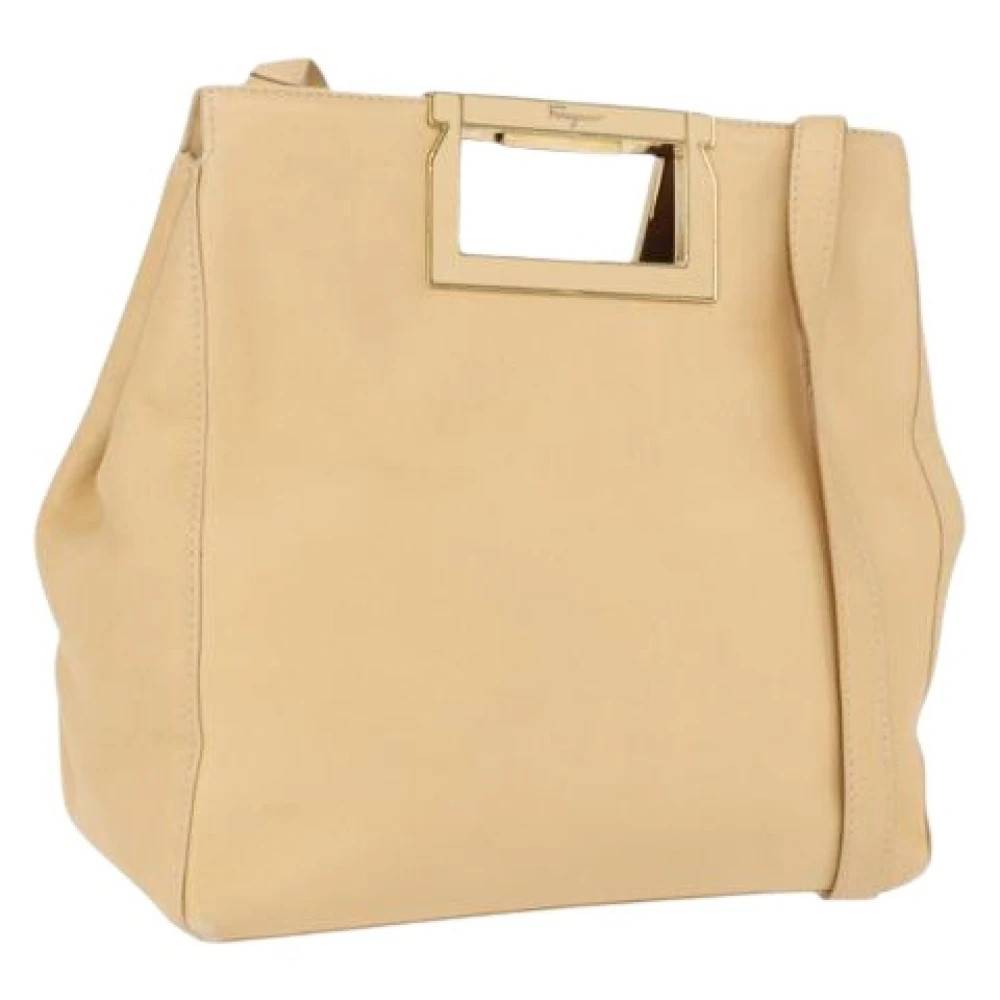 Salvatore Ferragamo Pre-owned Pre-owned Shoulder Bag - Vintage - Dame - Beige - ONE SIZE - Uld