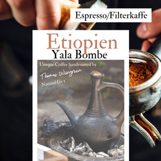 Etiopien Yala Bombe, natural, Sidamo Grade 1, Friskristet kaffe, hele bønner. Mellemristet 500 gr