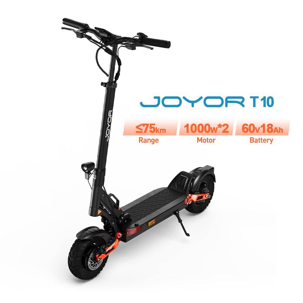 JOYOR T10 Mountain Electric Scooter For Adult 60V18Ah Battery 1000W Dual Motor E-Foldabe Scooter 10 Inch Off-Road Tires Urban commuting EScooter svart