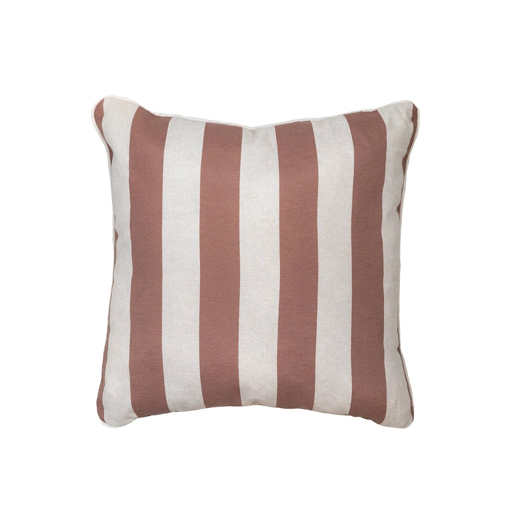 Prydnadskudde - mocca/beige randig polyester 50x50 cm - Beige/Brun
