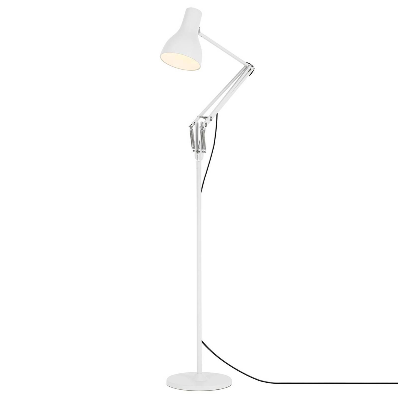 Anglepoise Design golvlampa Type 75, Vitt / opal, Vardagsrum / matsal, Aluminium / grå / zink, Industriell design, Golvlampa