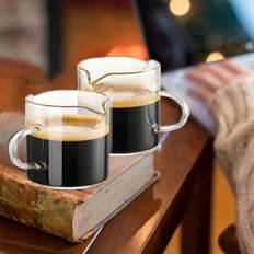 1/2 st dubbelpip kaffekopp i glas med isolerat handtag, espressokopp i shotglas, små glasmuggar, mätkopp i klart glas, mjölkkopp, italiensk Kawada esp - Multifärgad (Multi-size)